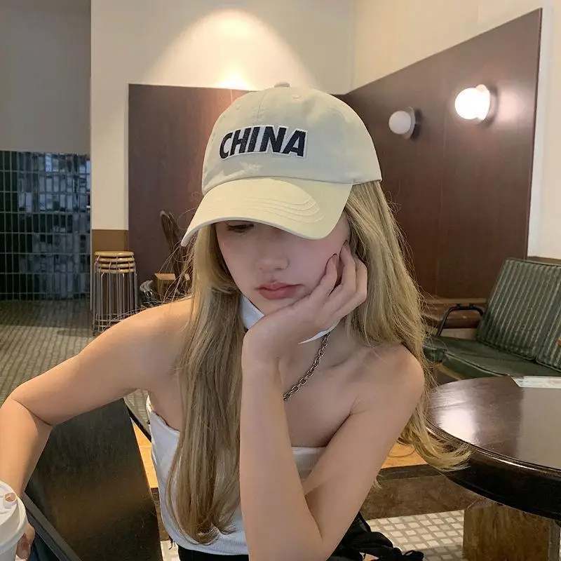 

The new 2022 baseball cap female chun xia letters cap tide ins Fried street han edition show small face brim hat