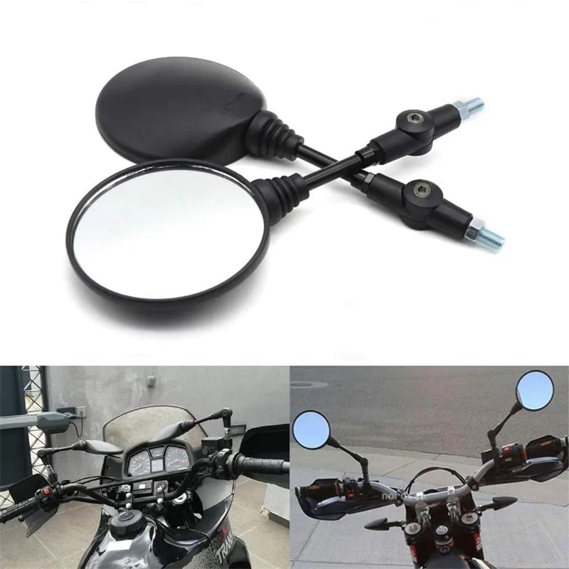 

Black Universal Anti-fall Folding Round Mirror Motorcycle Side MirrorScooter E-Bike Rear View Mirrors Back Side Mirror 10mm