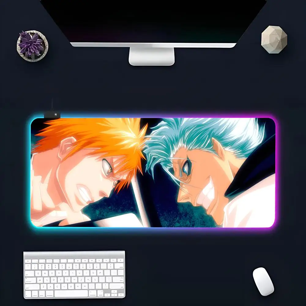 Japanese Anime For B-Bleach MINISO Mouse Pad RGB Gaming Mousepad LED Large Games Pads XXL Keyboard Luminous Desk Mat B