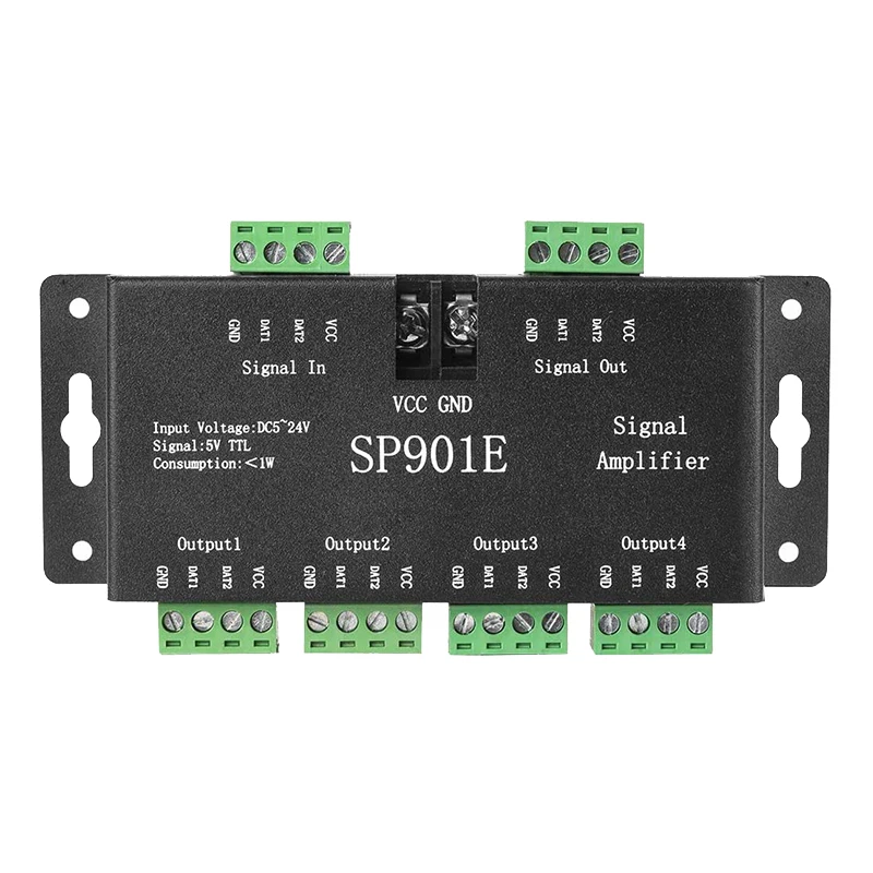 

SP901E светодиодный Pixel SPI усилитель сигнала, ретранслятор, Адресуемая фотолента и цвет мечты, программируемая фотоматричная панель
