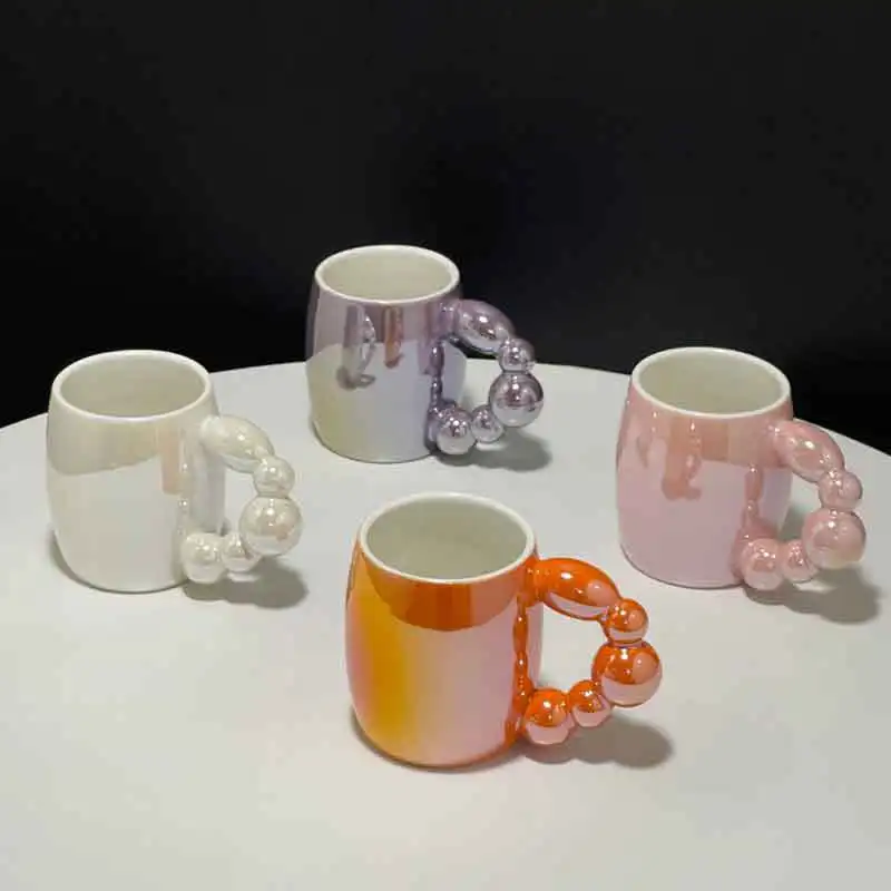 

Creative colorful sugar gourd mug pearl white powder purple orange ceramic cup coffee cup milk cup