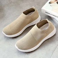 breathable shoes for woman sneakers 2022 new fashion loafers stretch fabric casual slip on lightweigh soft sole lady shoes women
