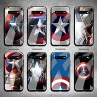 shield captain america marvel phone case tempered glass for samsung s20 plus s7 s8 s9 s10 note 8 9 10 plus