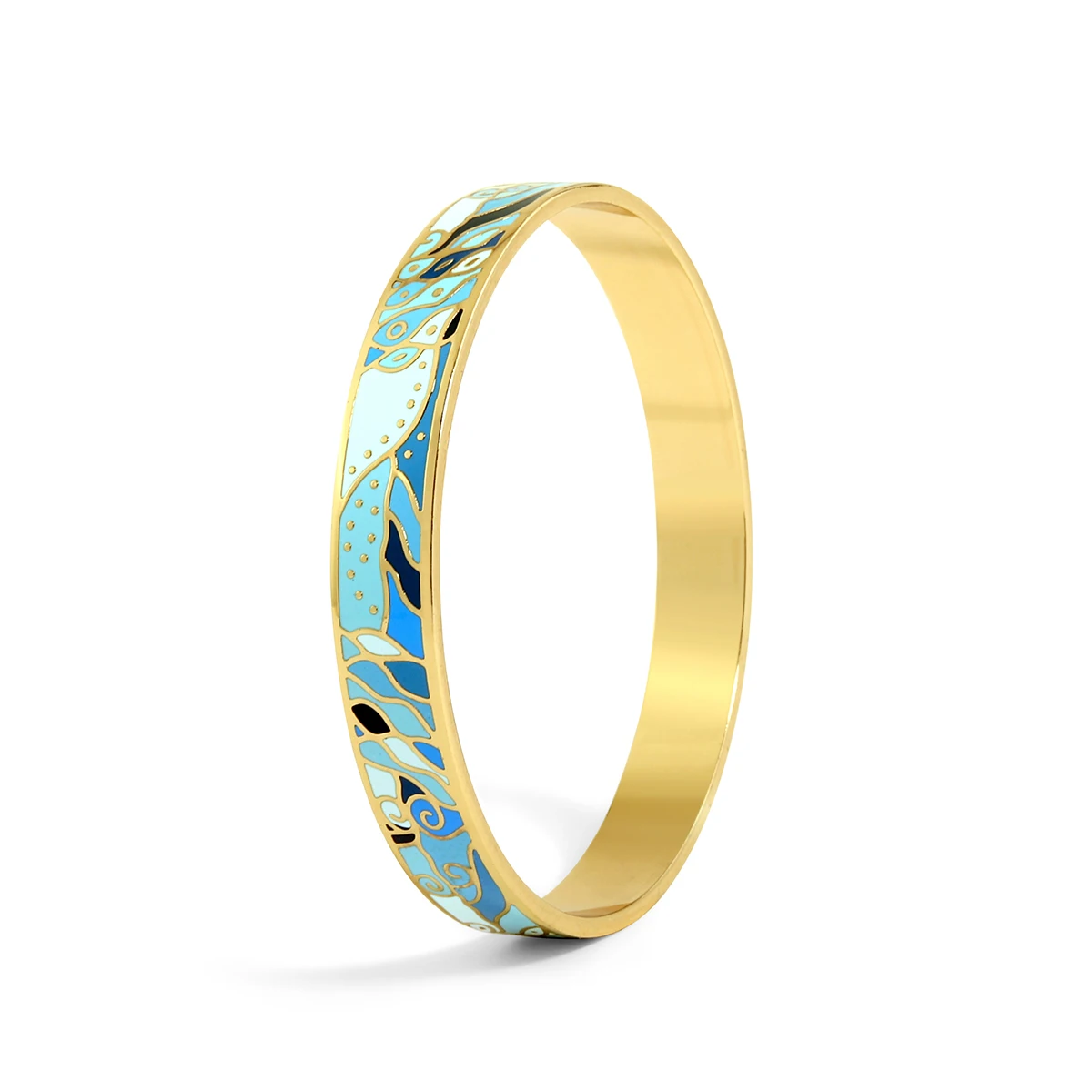 

Vsy Trends 10mm Width Top Selling Fashion Stainless Steel Open Bangle For Women Gold Geometric Colorful Enamel Painted Bracelet