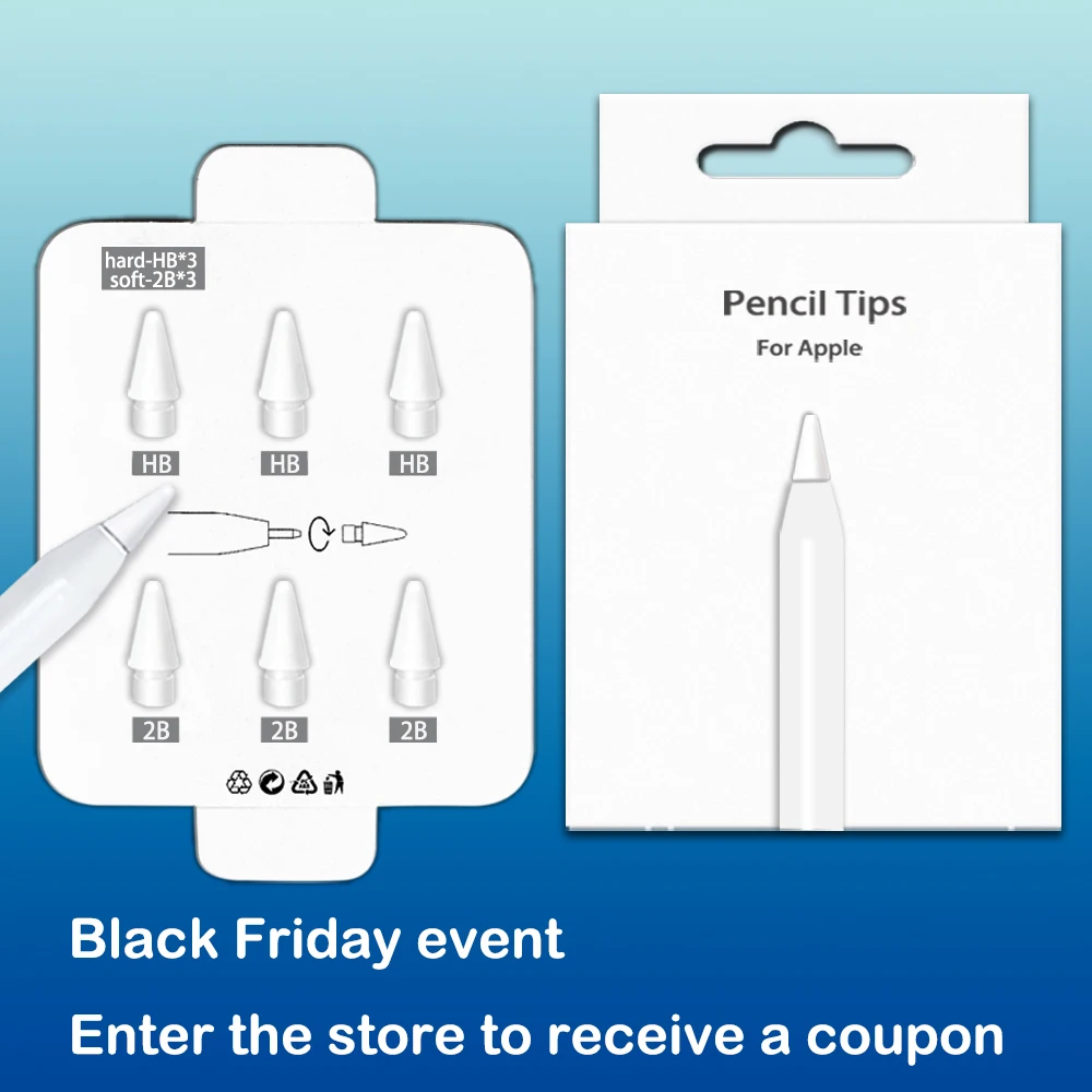 

Pencil Tips for Apple Pencil 1st / 2nd Generation, Double-Layered iPad Stylus Nib, Both Soft and Hard, Can be used for 3-7 years
