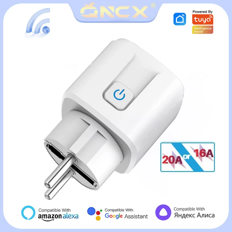  QNCX 16A/20A EU Smart Socket WiFi Smart Plug Outlet Timing Function Voice Control Smart Life APP Remote Control Smart Sockets 