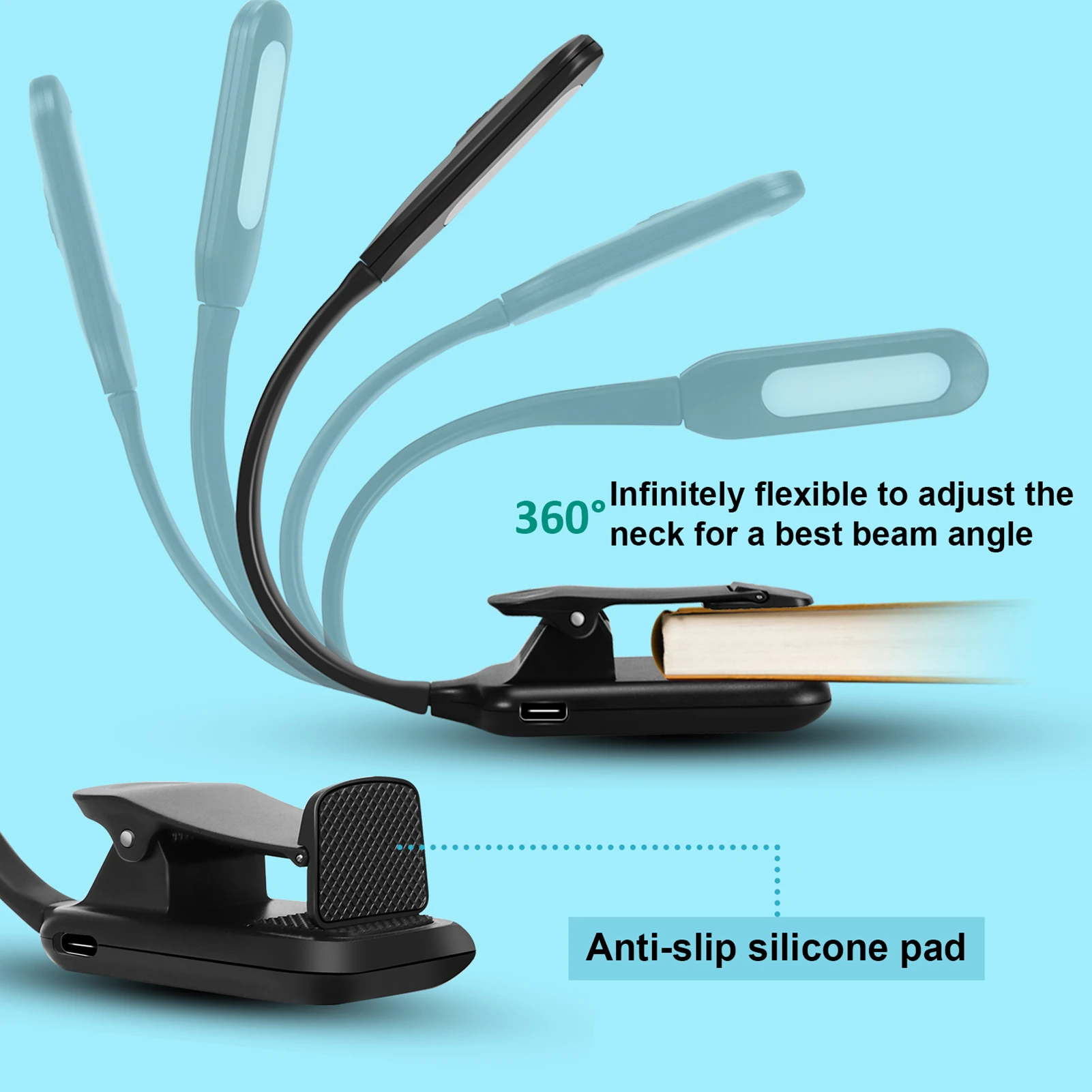 

Rechargeable Reading Light Waterproof and Dustproof for Dorm Bedroom Decor gass