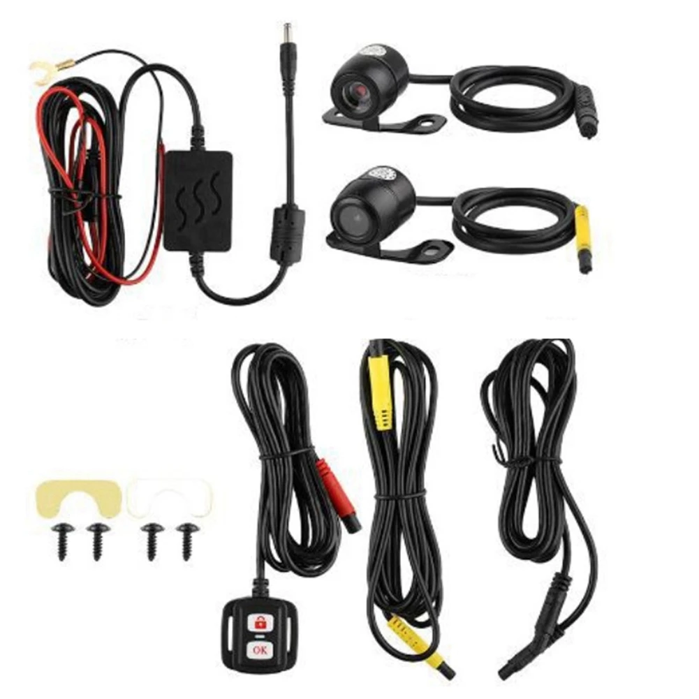 

Мотоциклетная камера с двумя объективами 1080P Full HD, мотоциклетная камера DVR, водонепроницаемая экшн-камера для вождения, Черная