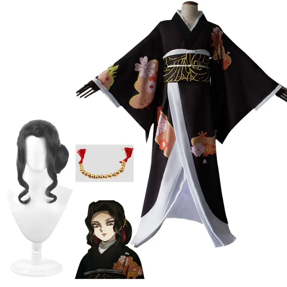 

Anime Demon Slayer Kimetsu no Ya Kimetsu no Yaiba Cosplay Costumes Kibutsuji Muzan Cosplay Costume Women Kimono Clothes With Wig