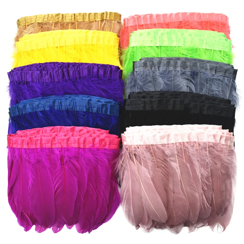 Гусиные перья на ленте отделка белая черная гусиная лента бахрома для одежды