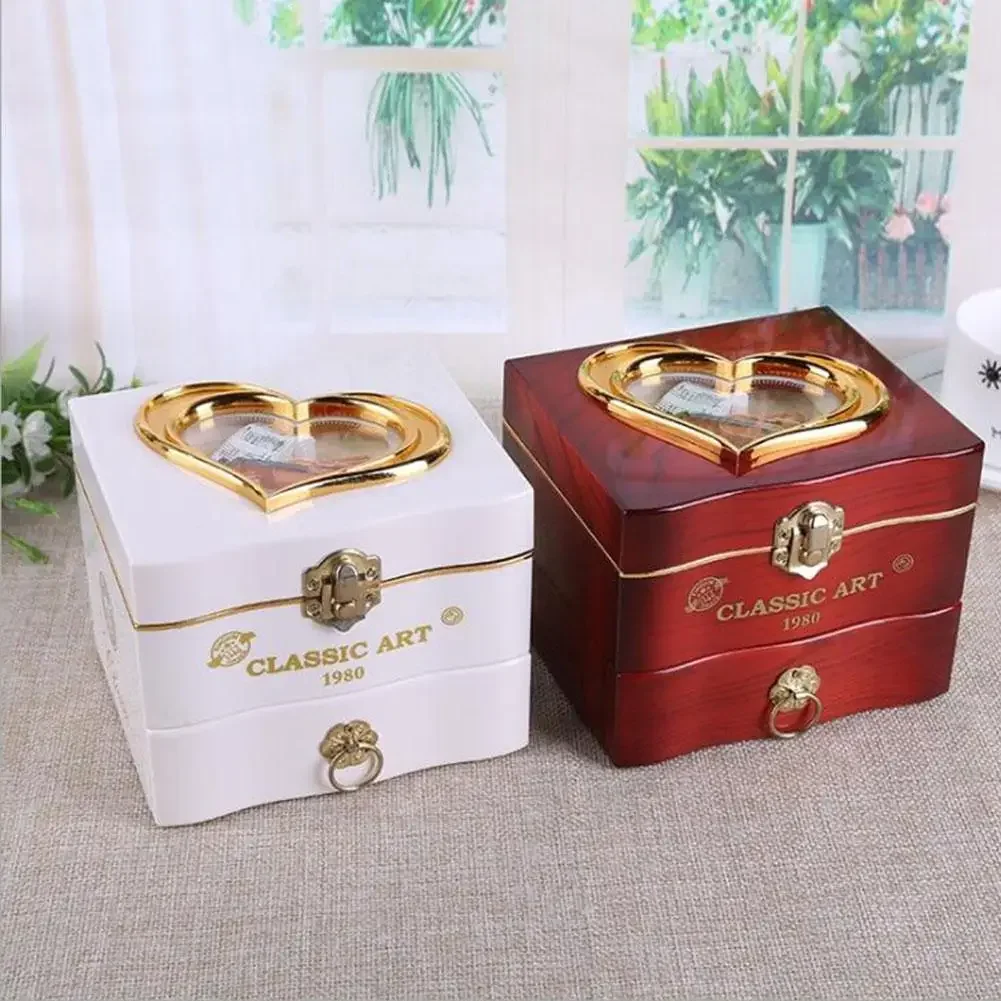 

Wooden Rotating Music Box Ballerina Dancing Girl Jewelry Storage Box Retro Craft Engraved Music Box with Mirror for Adult Kids