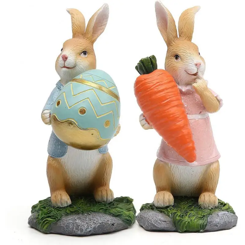 

Rabbit Resin Carrot Easter Crafts Bunny Hug Carrots Bunny Hug Egg Figurines Desktop Decorations Gift Home Decorations