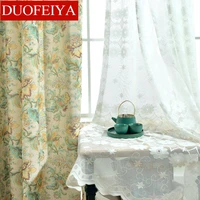 modern curtains for living room bedroom boutique fresh pastoral simplicity polyester cotton printing curtain tulle fabric