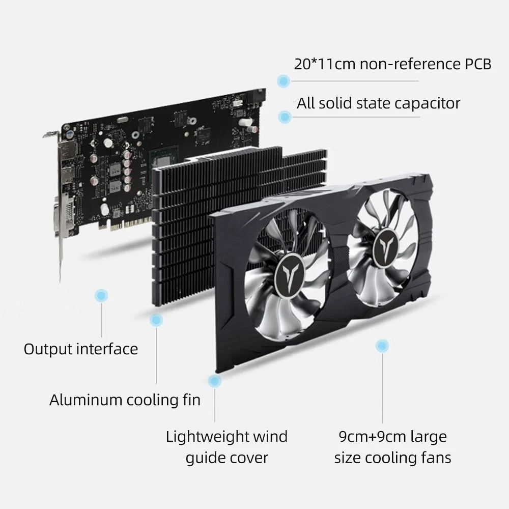 YESTON GeForce GTX1050Ti 4G Graphics Card 1392MHz 128Bit GDDR5 Gravity Cooling System Computer Gaming Video Cards GTX 1050TI GPU images - 6