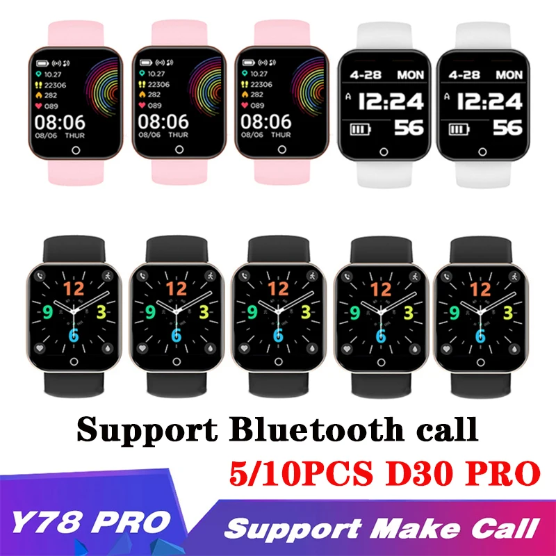 

Смарт-часы Y78 Pro D30 PRO, 5/10 шт., оптовая продажа, новинка 2022, Смарт-часы с вызовом Bluetooth для женщин и мужчин, спортивный фитнес-браслет PK Y68 D20S