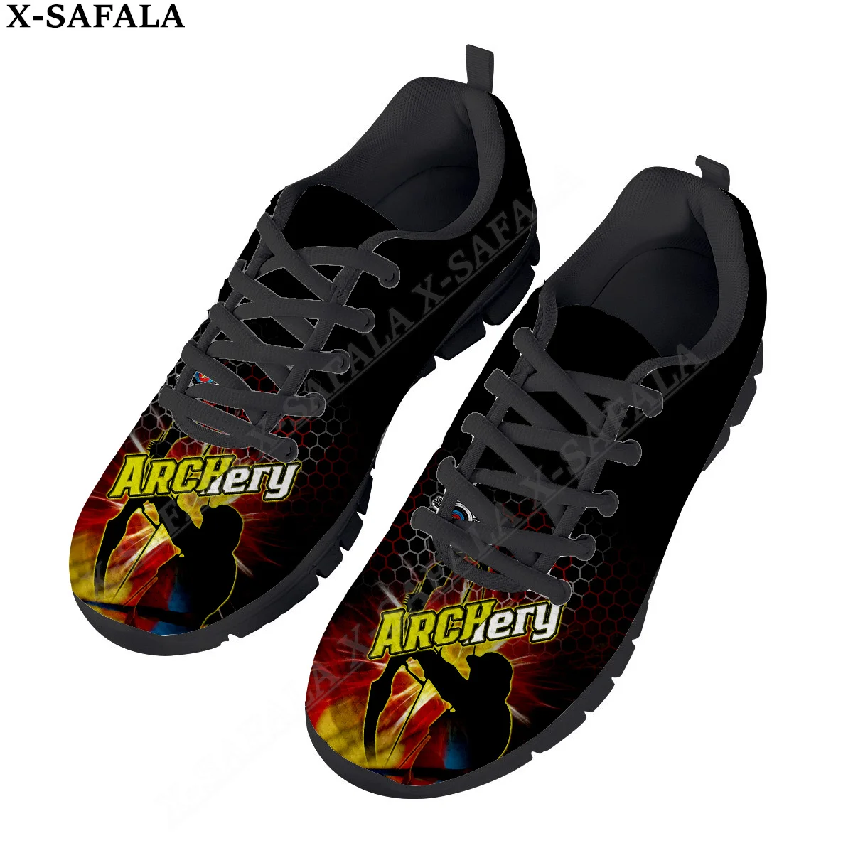 

Кроссовки с сетчатым верхом для мужчин и женщин, базовая повседневная обувь с принтом игрока стрельбы из лука, дышащие сникерсы со шнуровкой, спортивная обувь-9