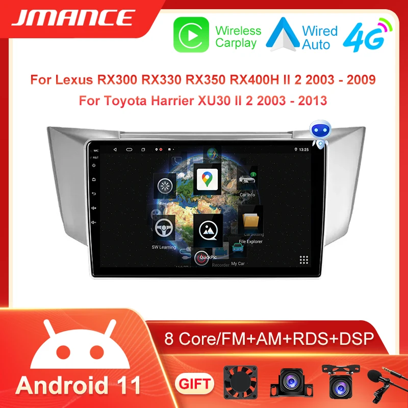 

Android 11 For Lexus RX300 RX330 RX350 RX400H II 2 2003 - 2009 AI Voice 3D Multimedia Player DSP CarPlay Autoradio GPS Car Radio