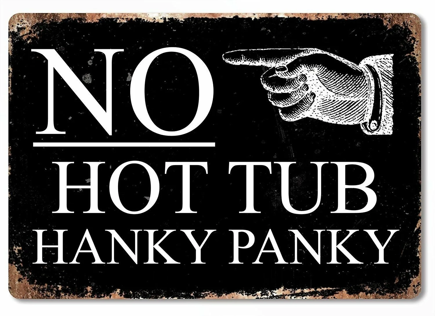 

Без горячей ванны Hanky Panky белый на черном металле настенный знак табличка искусство сад ванная комната (посетите наш магазин, больше продукт...