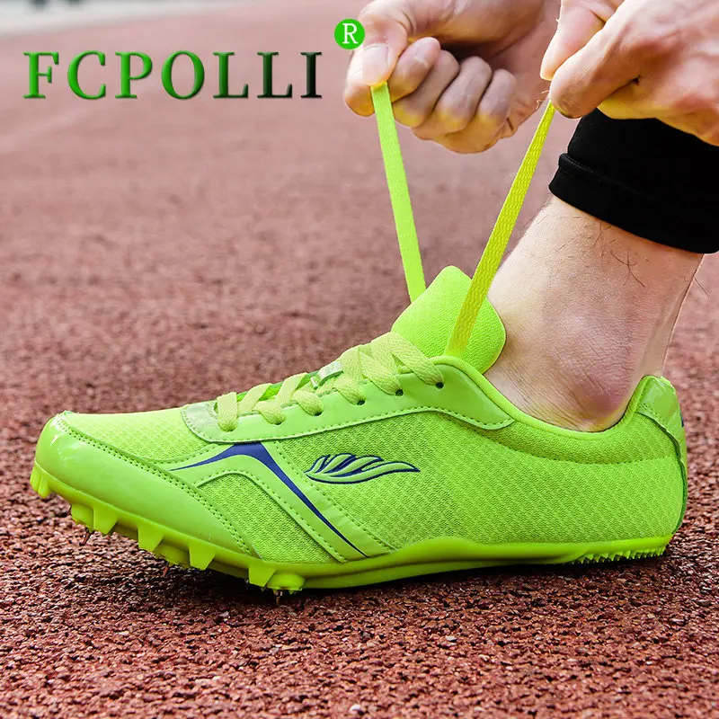 

Spike Running Shoes for Couples Green Red Running Nails Sneakers Mens Womens Anti Slip Track Field Shoes Big Boy Spikes Shoes