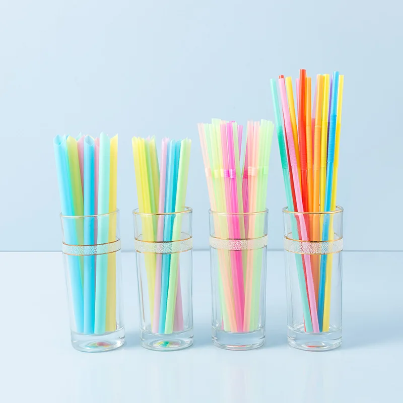 

Regenboog Wegwerp Rietjes Straws Plastic Plastic Gebogen Buigbare Drinken Buis Herbruikbare Stro Wedding Party Accessoires