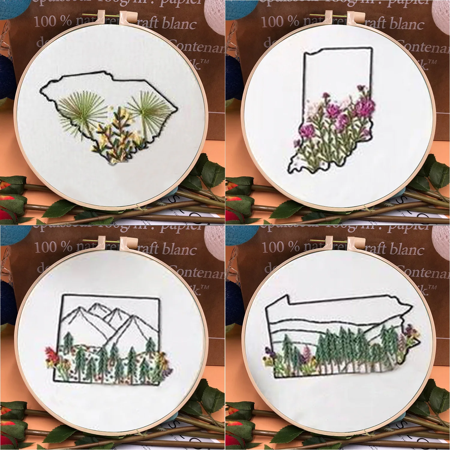 

Набор для вышивка пейзажа, для вышивания крестом, с кольцом, в виде леса, для начинающих