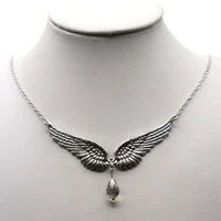 angel wings feather black beads pendant choker vintage necklace gift for women girl female new fashion jewelry wholesale