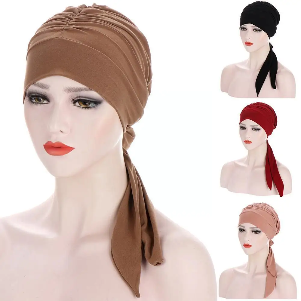 

2023NEW Women Bonnet Headwrap Caps Inner Caps Hijab Chemo Scarf Cap Stretch Cap Hat Muslim Turban Hat T5C7