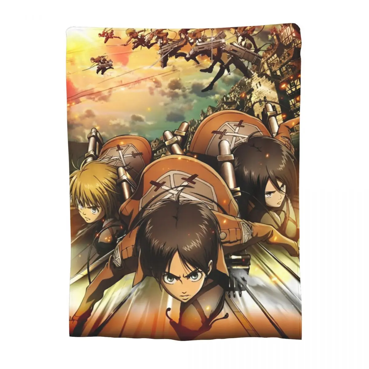 Одеяло в стиле аниме Атака Титанов флисовое одеяло пост-апокалиптическое супер