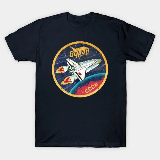 Фото CCCP Советская/российская футболка Buran Spaceplane Space Travel. Новая повседневная мужская футболка из 100% хлопка с коротким рукавом и круглым вырезом №3