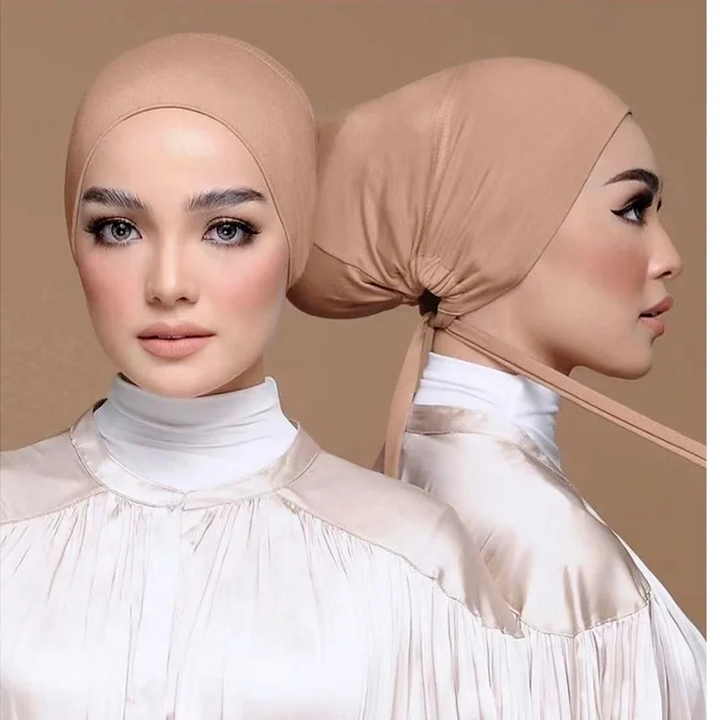 

Muslim Women's Under Scarf Caps Soft Cotton Inner Hijabs Islamic Headscarf Hijab Bonnet Female Turban Hat Ladies Headband Cap