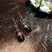 light luxury black inlaid brick pendant earrings for women temperament sense of design personality korean fashion jewelry gifts