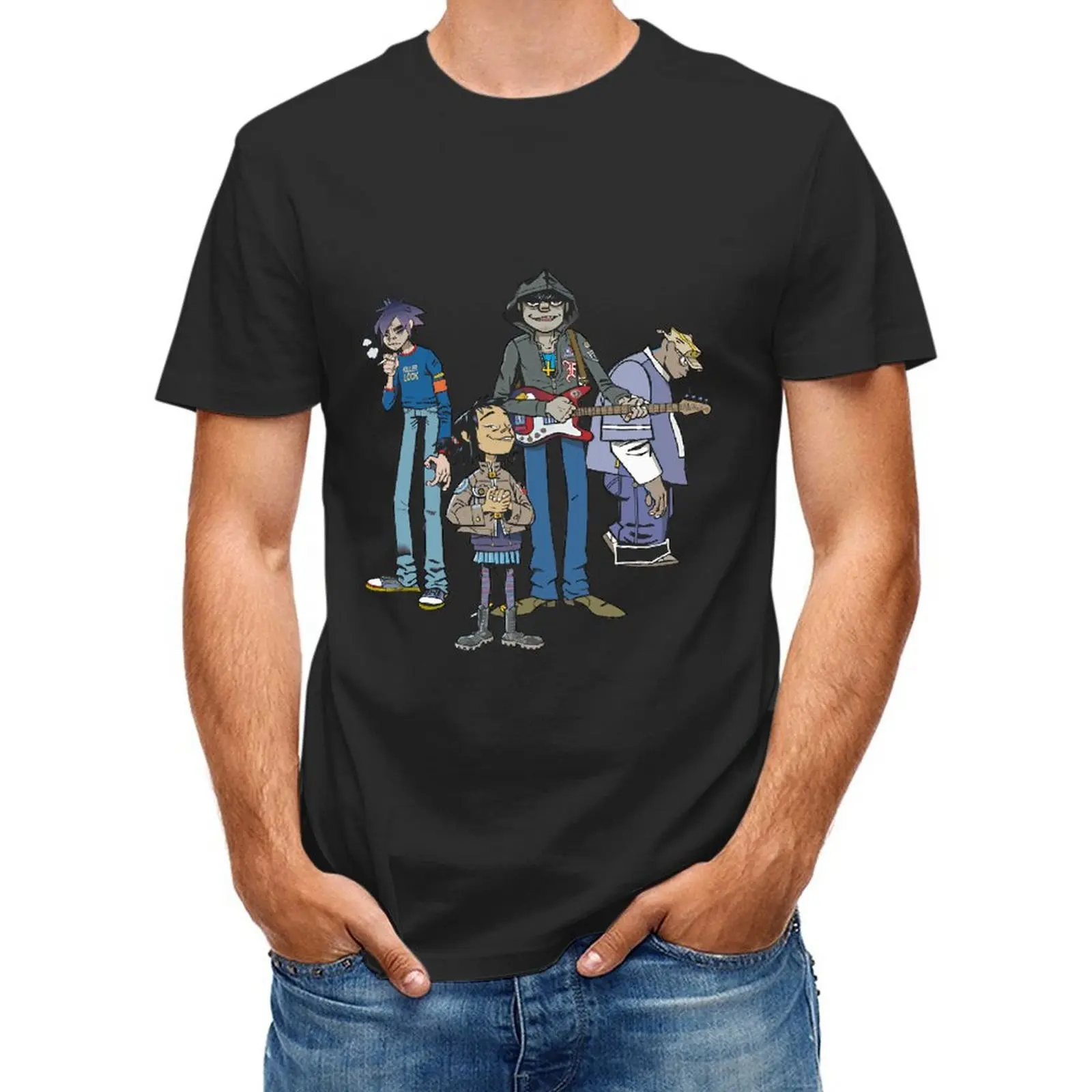 

Gorillaz 90s Cartoon Men Streetwear Style Fashion 100%Cotton Clothes Print Tee Top Tshirt Male Graphic T-shirt