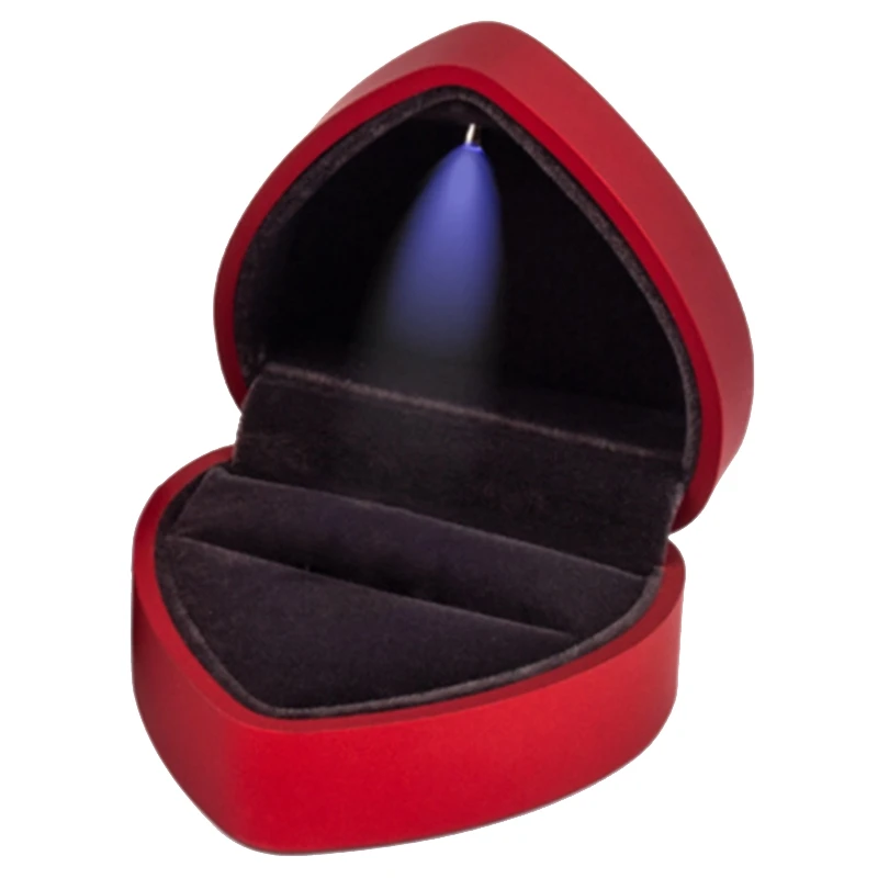 

Чехол со светодиодсветодиодный подсветкой в форме сердца для свадебных колец с дисплеем для хранения ювелирных изделий