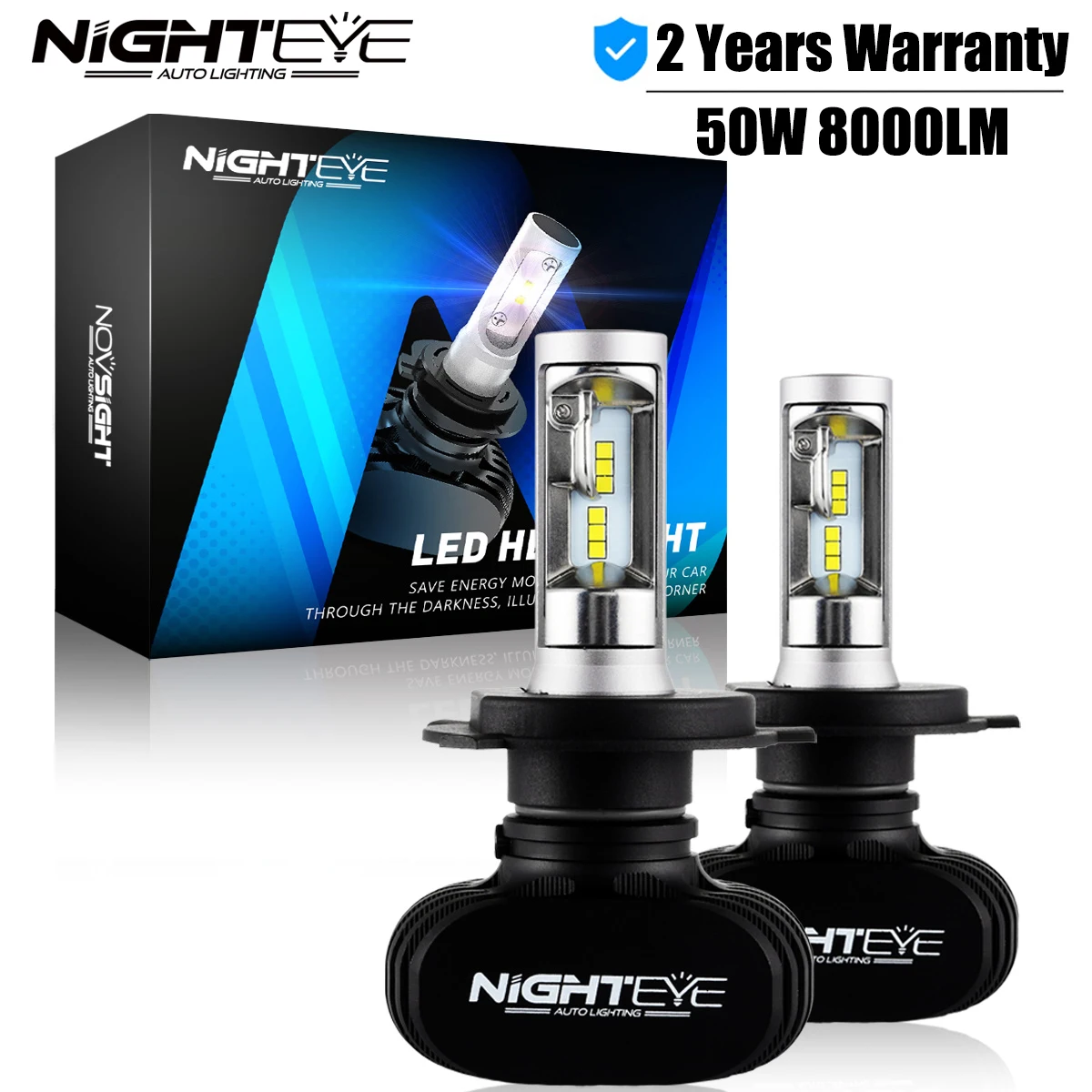 

Сверхъяркие Автомобильные светодиодные лампы NIGHTEYE H4, 50 Вт, 9005 лм, H7, H11, H8, H9, H1, 9006, 6500, 12 В, K, противотумансветильник ры, автомобильные аксессуары