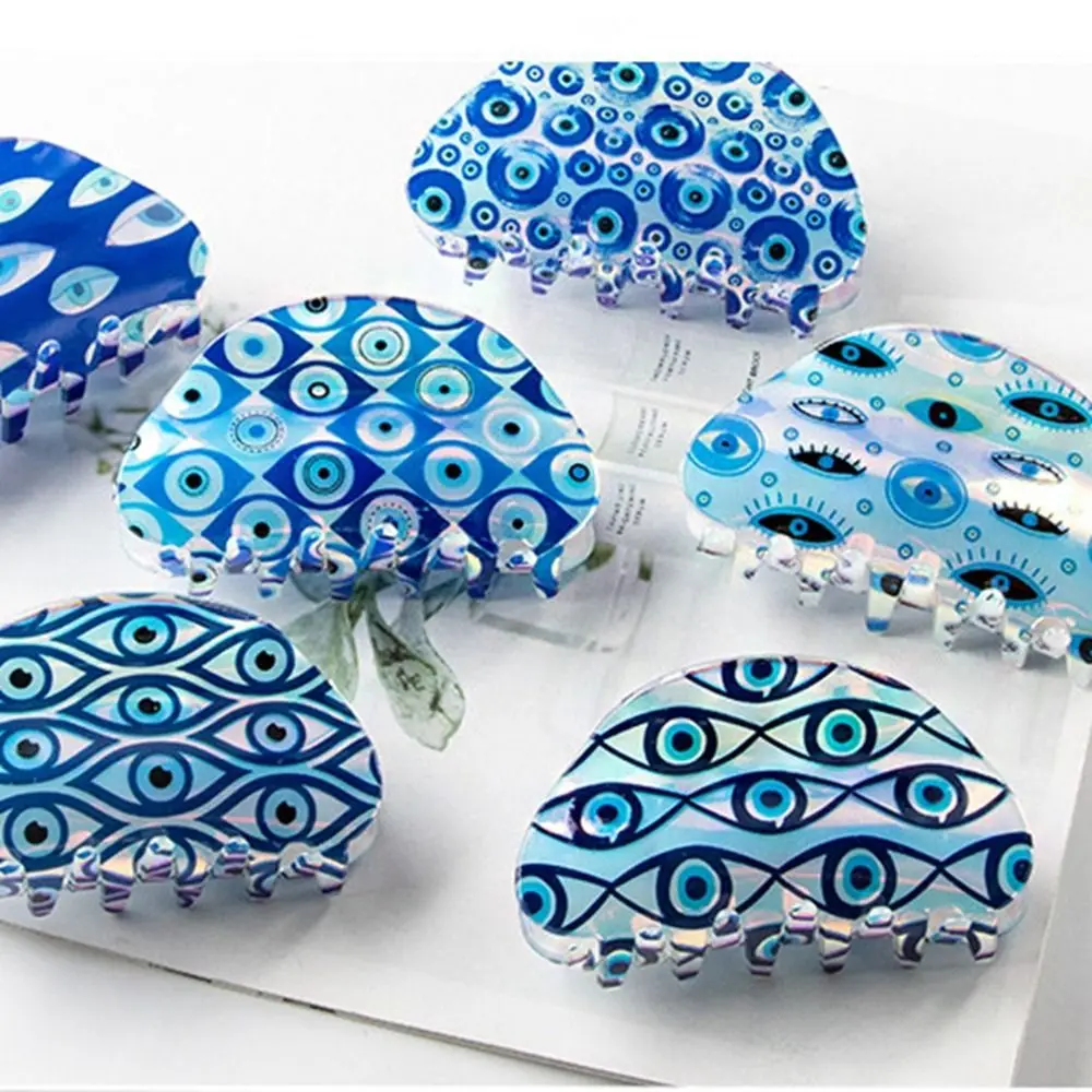 Креативная заколка для волос из ПВХ с синим демоническим глазом и когтями в