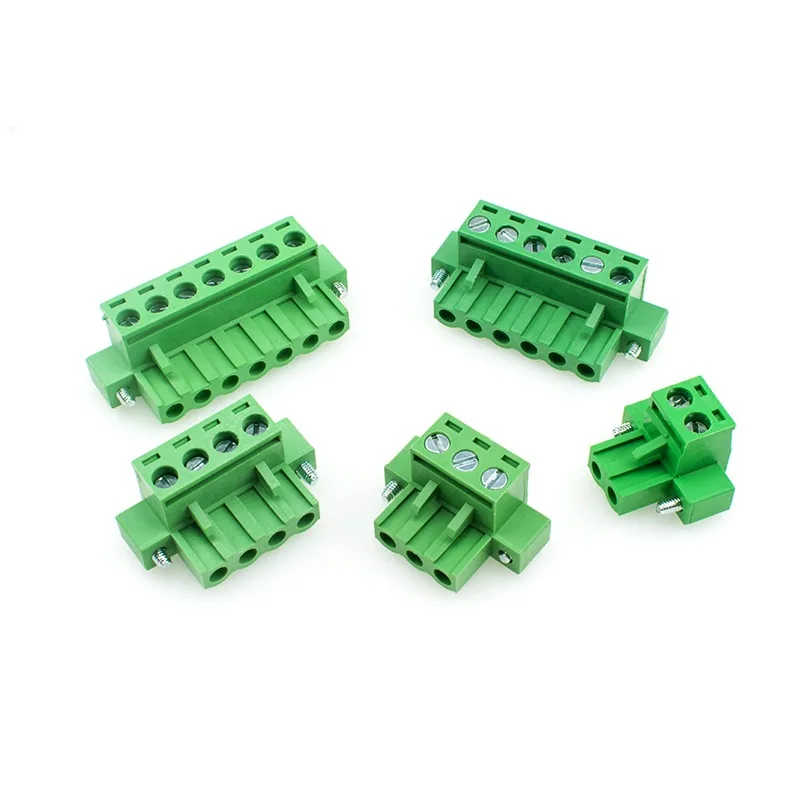 1000pcs/lot 2EDGKM/VM/RM 5.08mm Plug-in Green Terminal with Flange Straight Pin Bending Fixed PCB Wiring Plug 2P-12P
