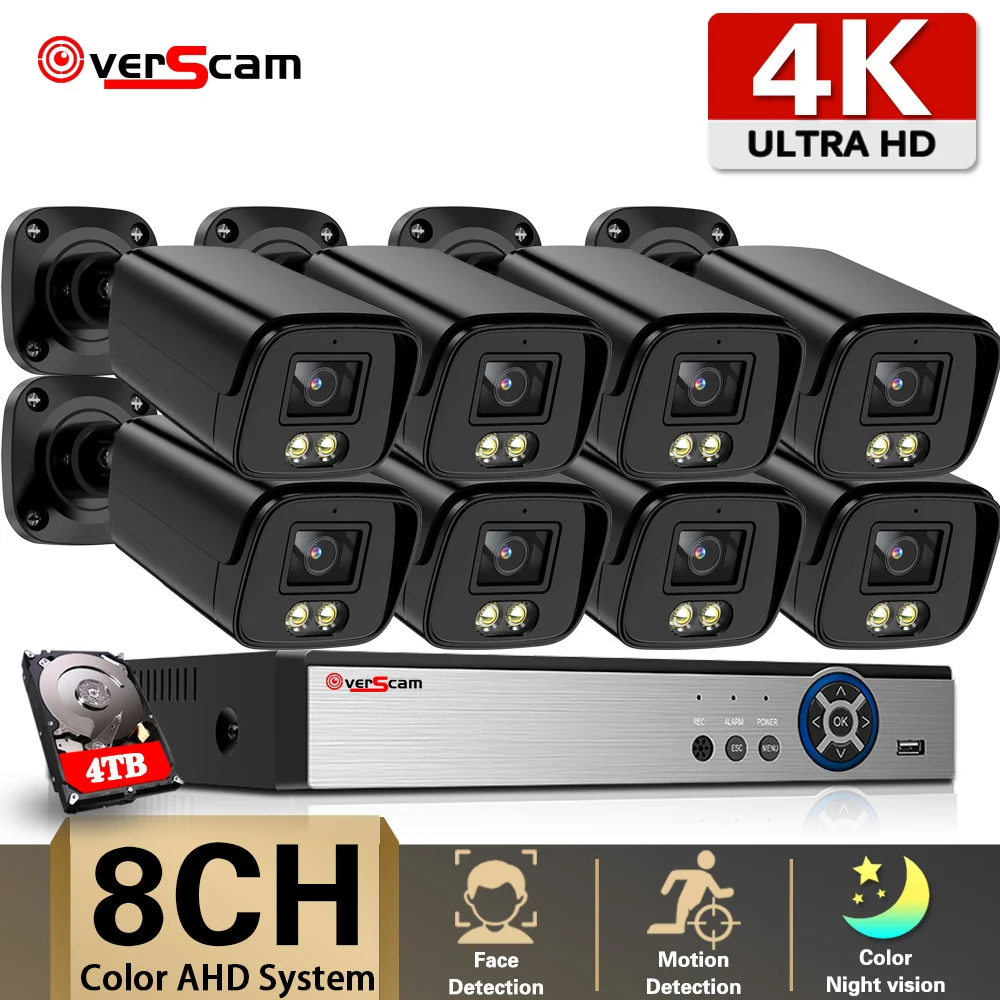 

4K 8CH HD Ultra Clear Footage CCTV Security System 6in1 H.265 DVR With 8MP Outdoor Color Night Weatherproof Home Video Kit P2P