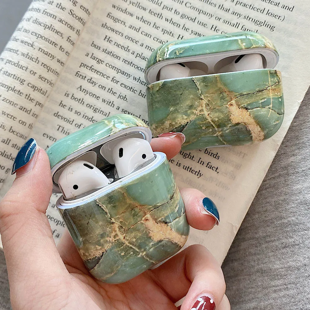 Чехол для AirPods Pro/1 роскошный мраморный Жесткий наушников из силикагеля и