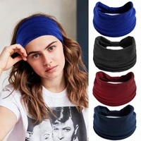 turban headwrap solid color knot wide headbands for women soft cotton sports elastic hair bands accessories yoga bandana bandage