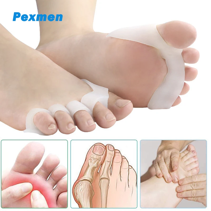 

Pexmen 2Pcs/Pair Gel Toe Separators to Correct Bunions and Restore Toes to Their Original Shape Bunion Corrector Toe Protectors