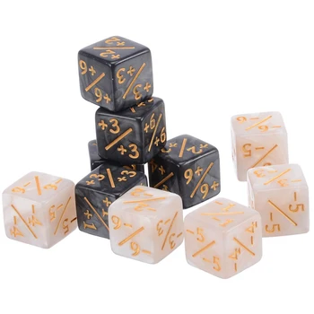 10Pcs 16mm 6 Side Dice Counters +1/-1 Dice Kids Toy Counting Dice For MTG, Magic The Gathering, Card Gaming,Token & Loyalty Dice 3