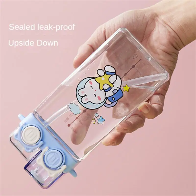 

Online Red Double Drinking Cup Straw Girls With High Face Square Boys Special Sports Water Bottle For Primary School Students