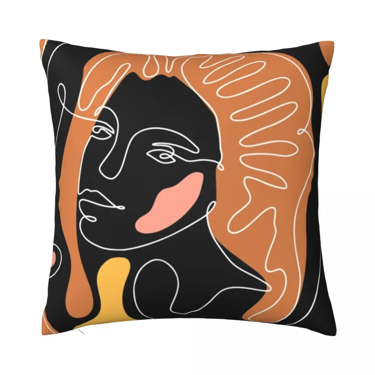 

One Line Face Abstract Pillowcase Soft Fabric Cushion Cover Decoration Pillow Case Cover Home Square 40X40cm