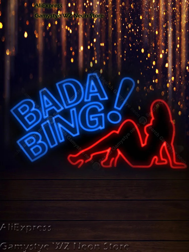 

BADA BING Glass Neon Light Sign Custom Neon Sign Design Business Beer Bar Room Wall Light Birthday Party Decoration Light