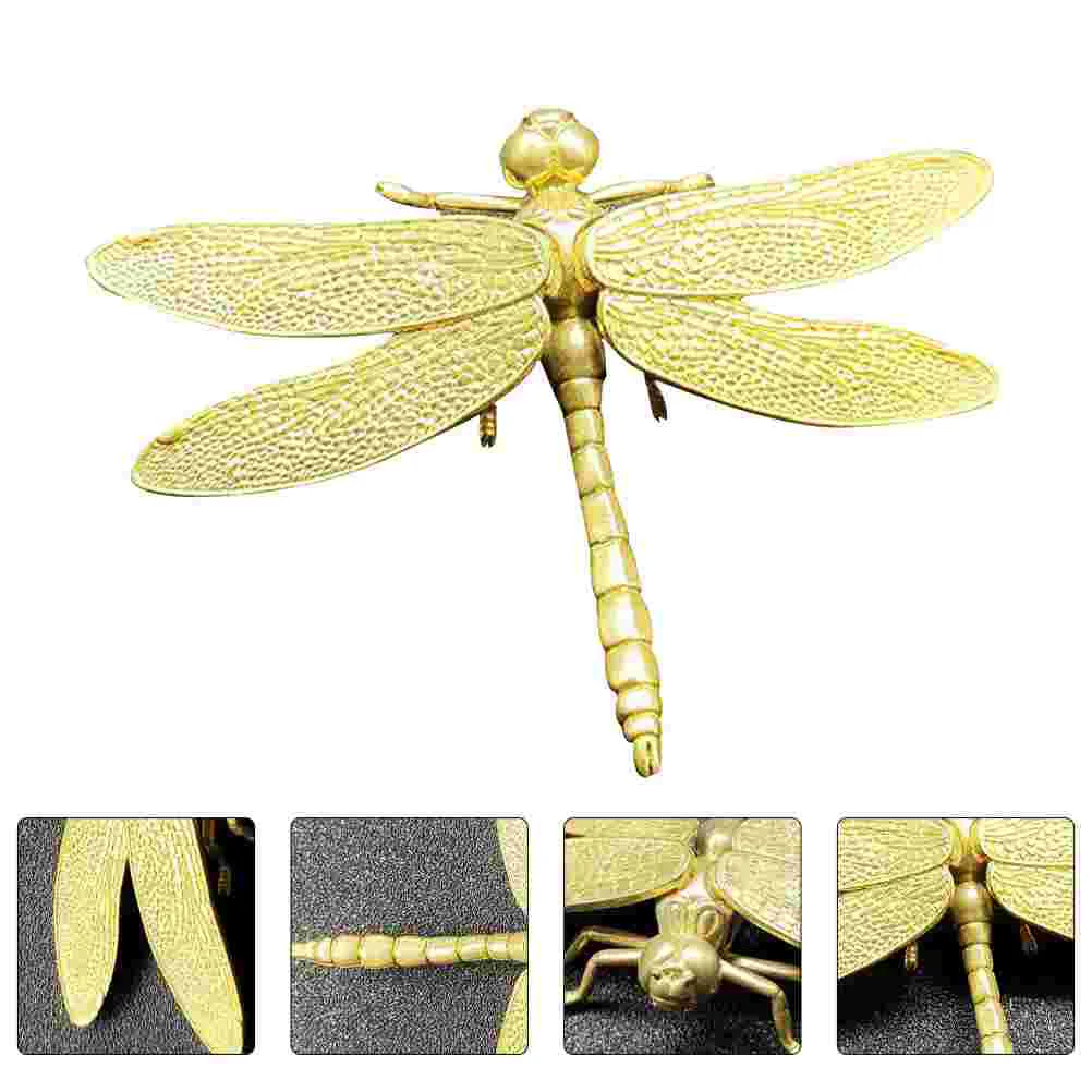 

Dragonfly Brass Figurine Decor Ornament Figurines Statue Sculpture Animalmini Gold Insect Garden Figure Knobs Luck Good Metal