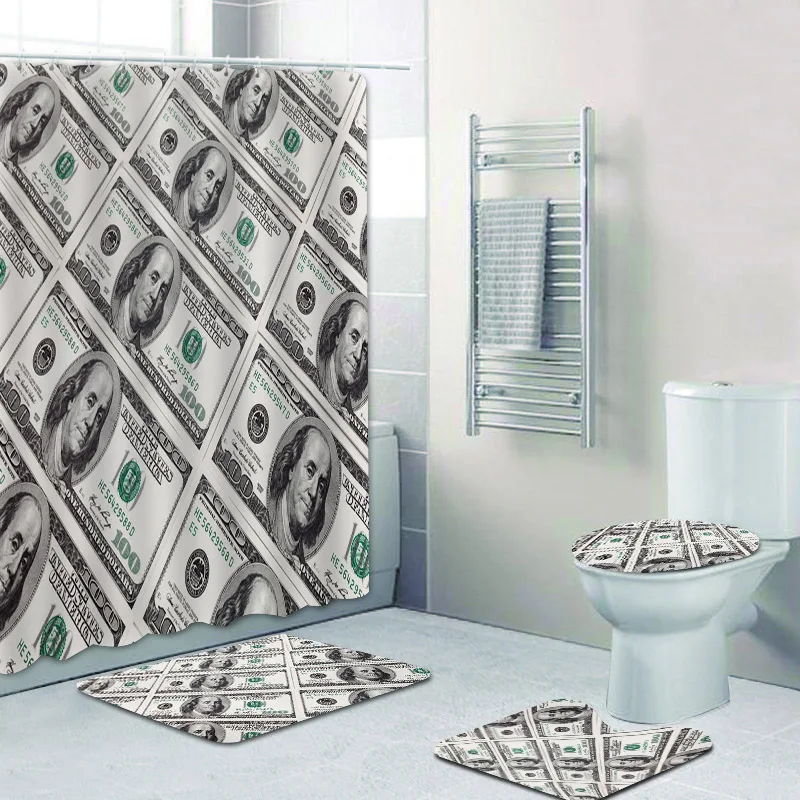 Занавеска для ванной комнаты с банкнотами и долларами США |