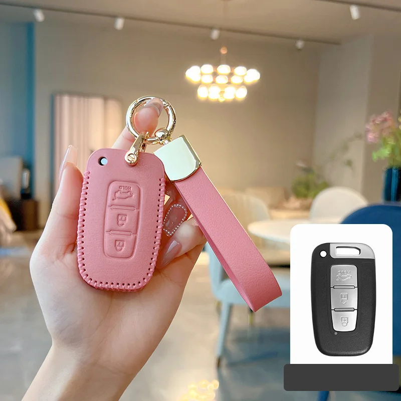 

Pink Car Key Case Cover for Hyundai Solaris HB20 Veloster SR IX35 Accent Elantra I30 for KIA RIO Forte K2 K3 K5 Sportage