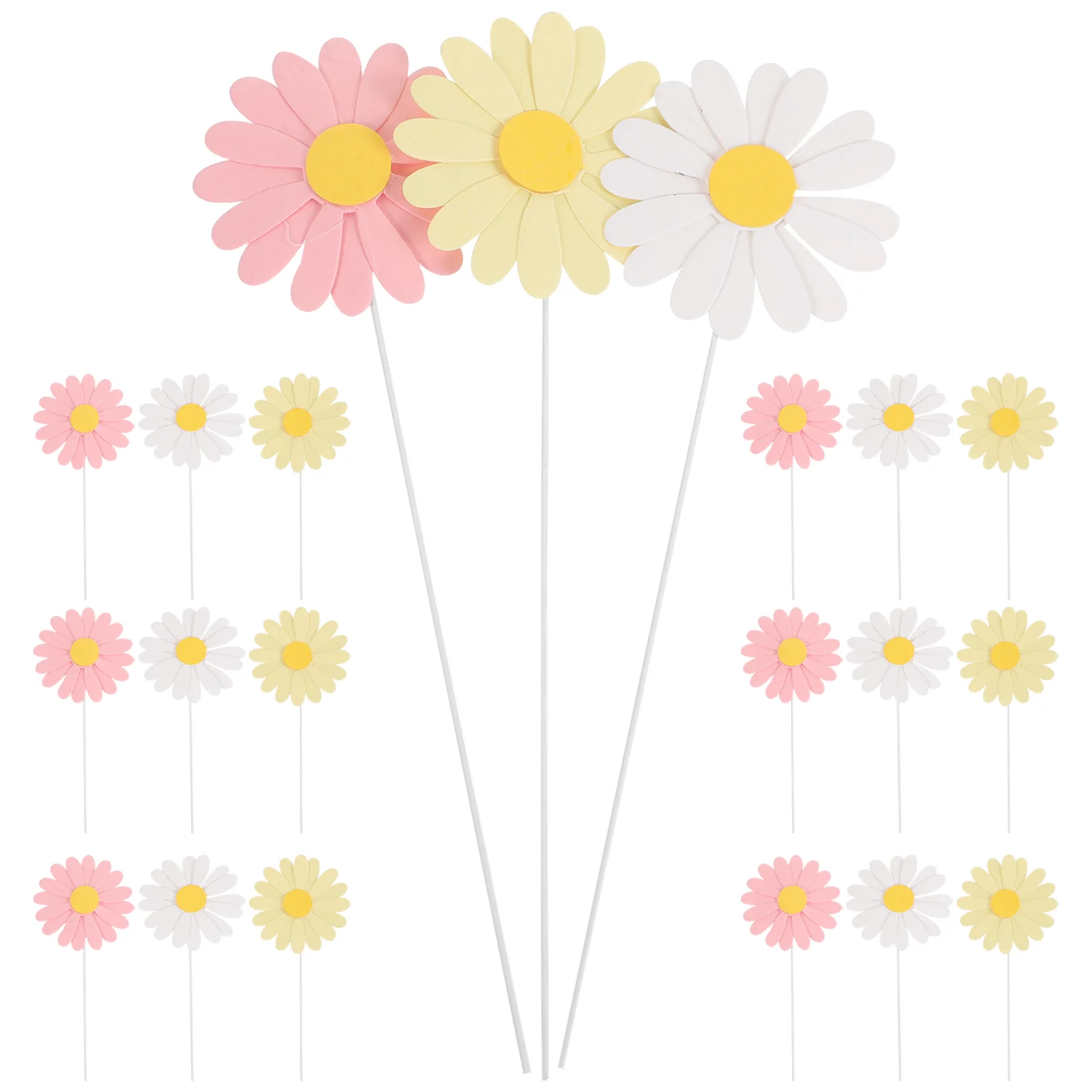 

30 Pcs Wedding Ceremony Decorations Daisy Cake Toppers Cupcake Floral Flower Picks Party Baby