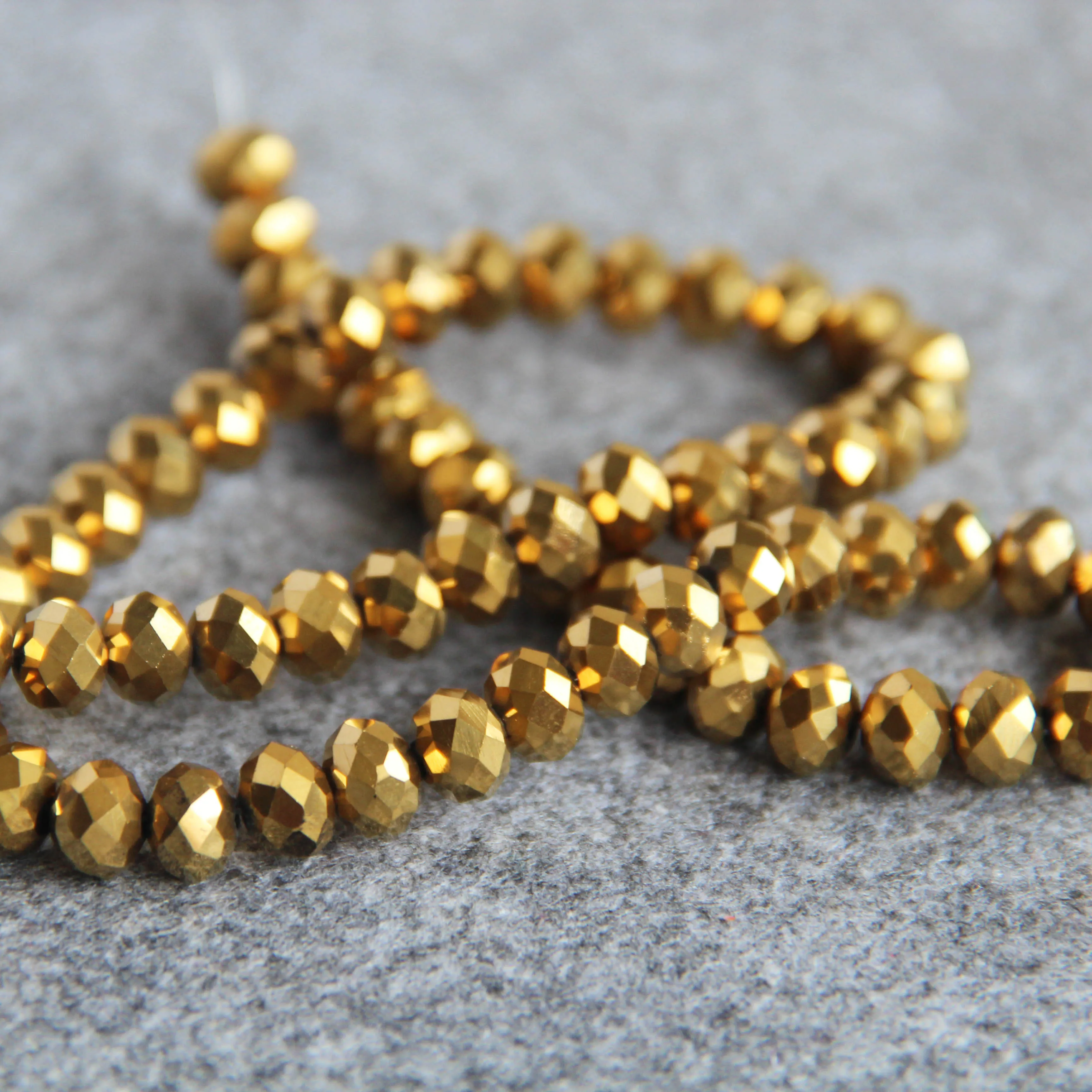 

6x8mm Faceted Gold-color Glass Crystal Loose Beads Semi Finished Stone Balls For Necklace 72pcs DIY Girls Women Jewelry Making