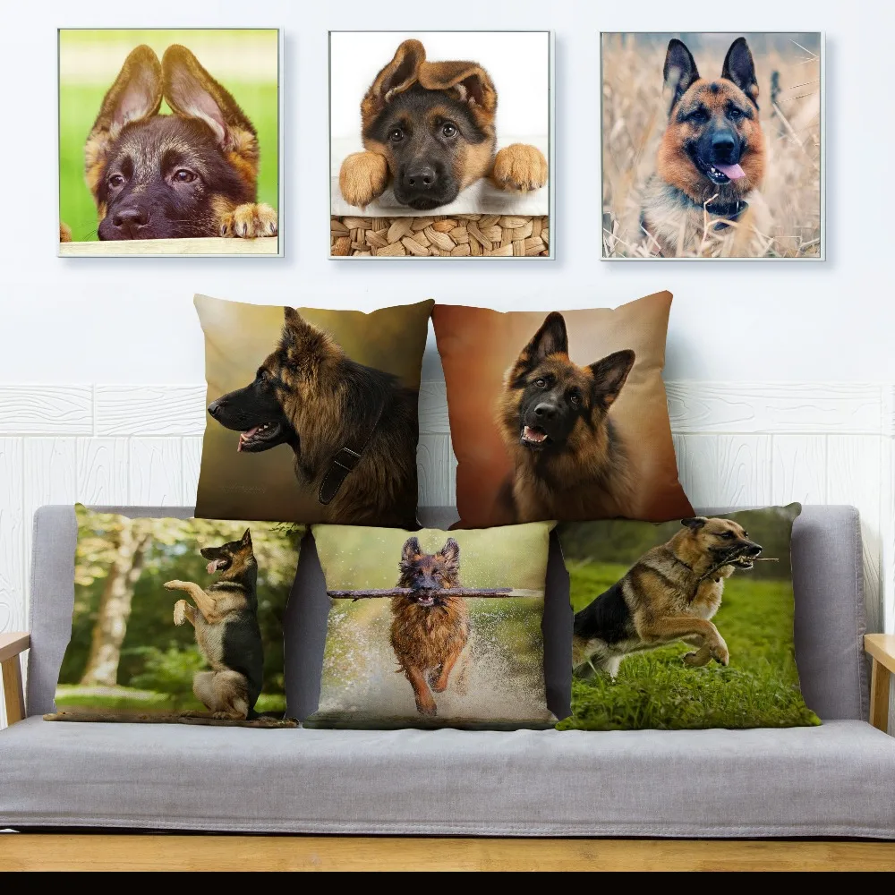 

Чехол для подушки в виде немецкой овчарки 45*45